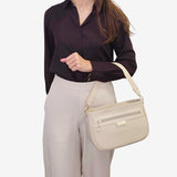 Cavalinho La Vie Beige Leather and Canvas Designer Handbag SKU 16190615.05 #color_beige