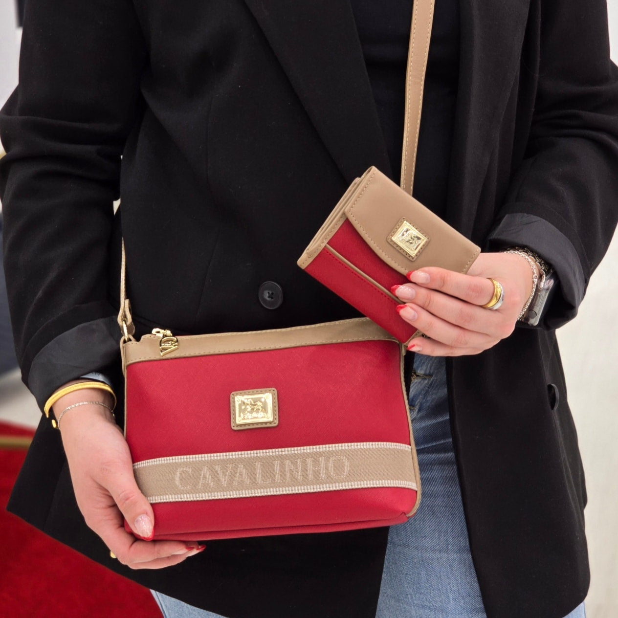 Only By Cavalinho Designer Crossbody Bag SKU 16200374.04 #color_red / beige