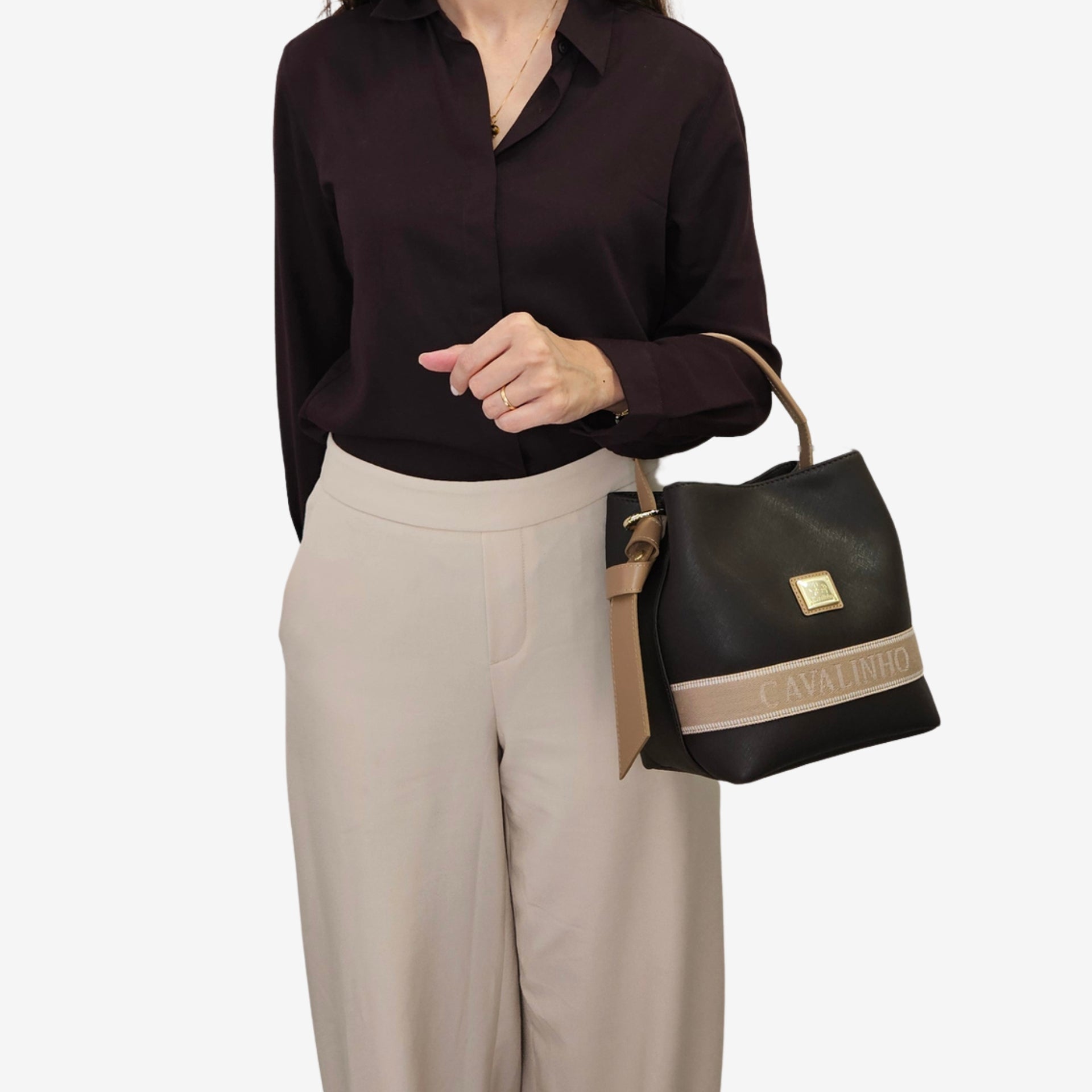 Only by Cavalinho Brown Bucket Handbag for Women SKU 16200591.02 #color_brown / beige