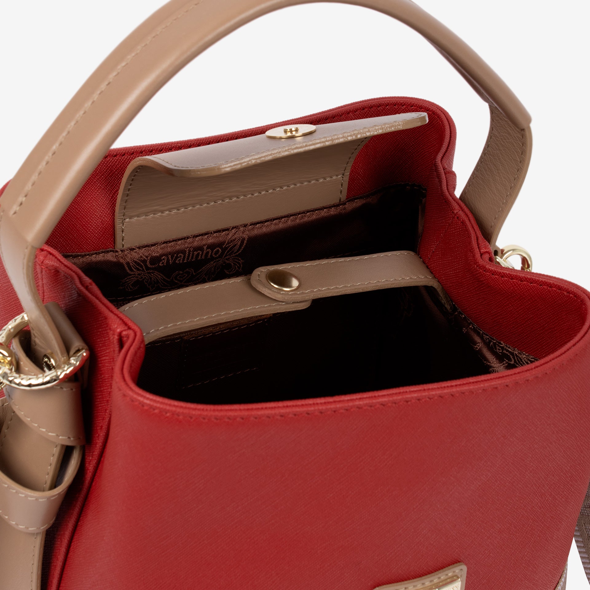 Only by Cavalinho Red Bucket Handbag for Women SKU 16200591.04 #color_red / beige