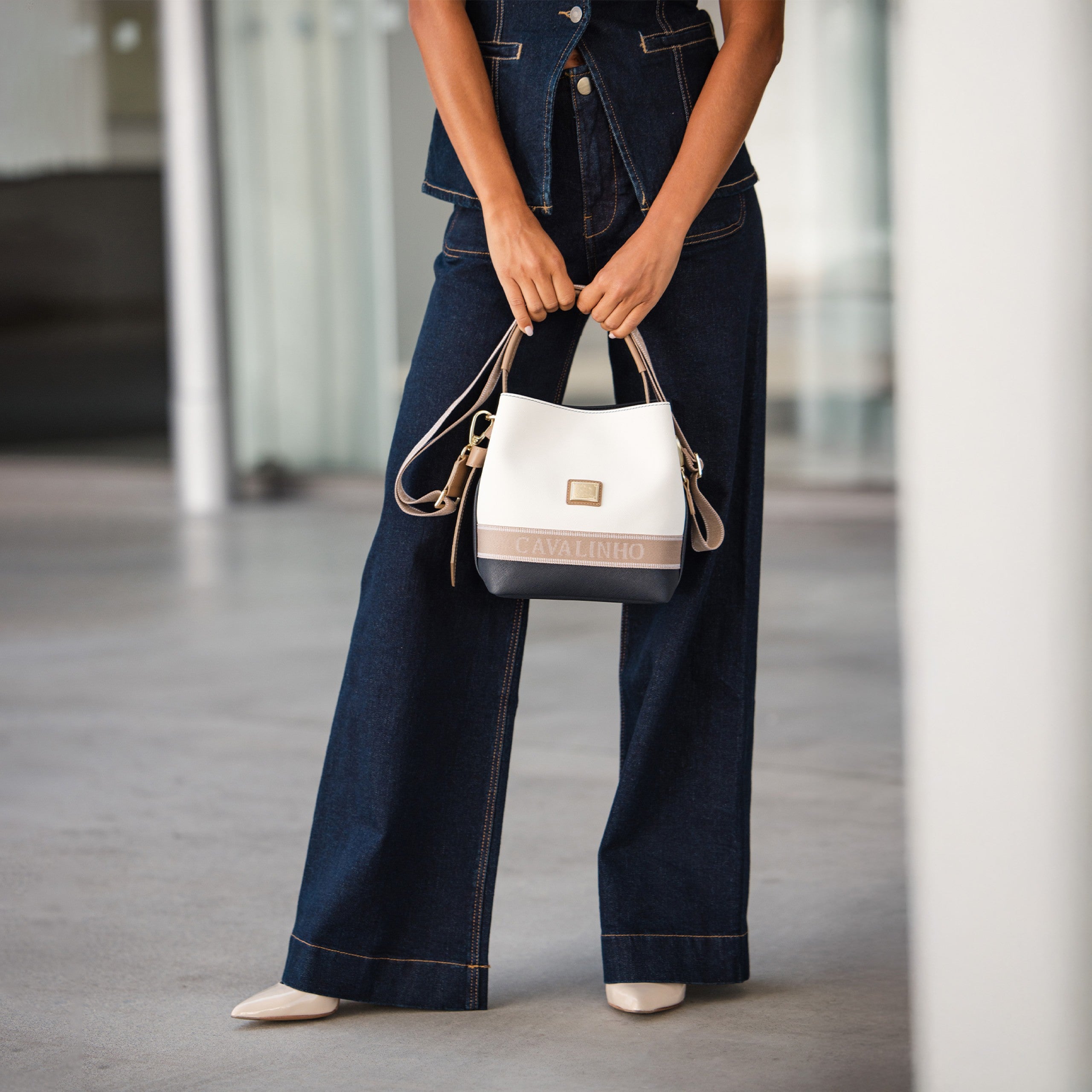 Only by Cavalinho Bucket Handbag for Women SKU 16200591.22 #color_beige / white / navy