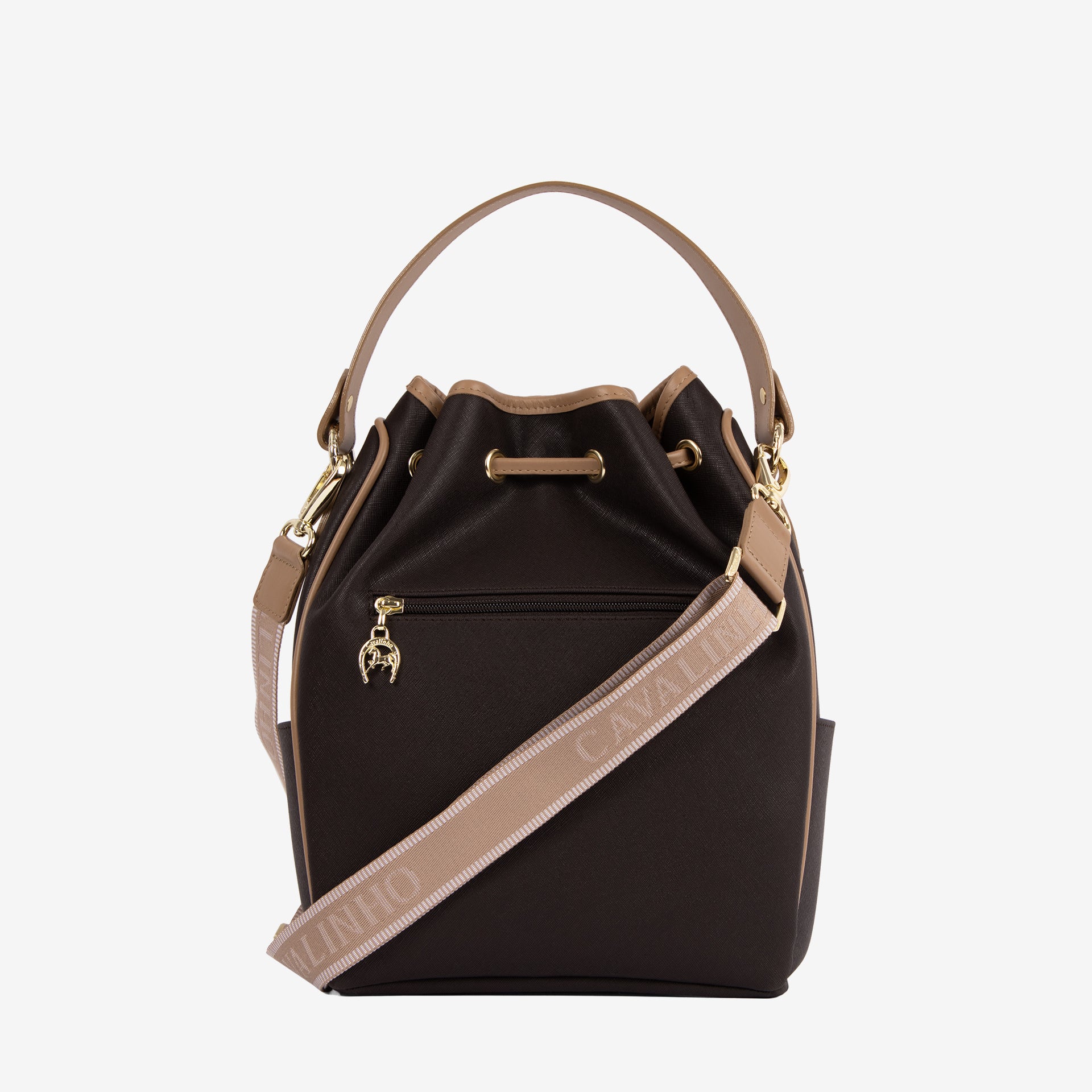 Cavalinho Only by Cavalinho Brown Drawstring Bucket Handbag SKU 16200598.02 #color_brown / beige