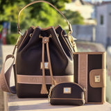 Cavalinho Only by Cavalinho Brown Drawstring Bucket Handbag SKU 16200598.02 #color_brown / beige