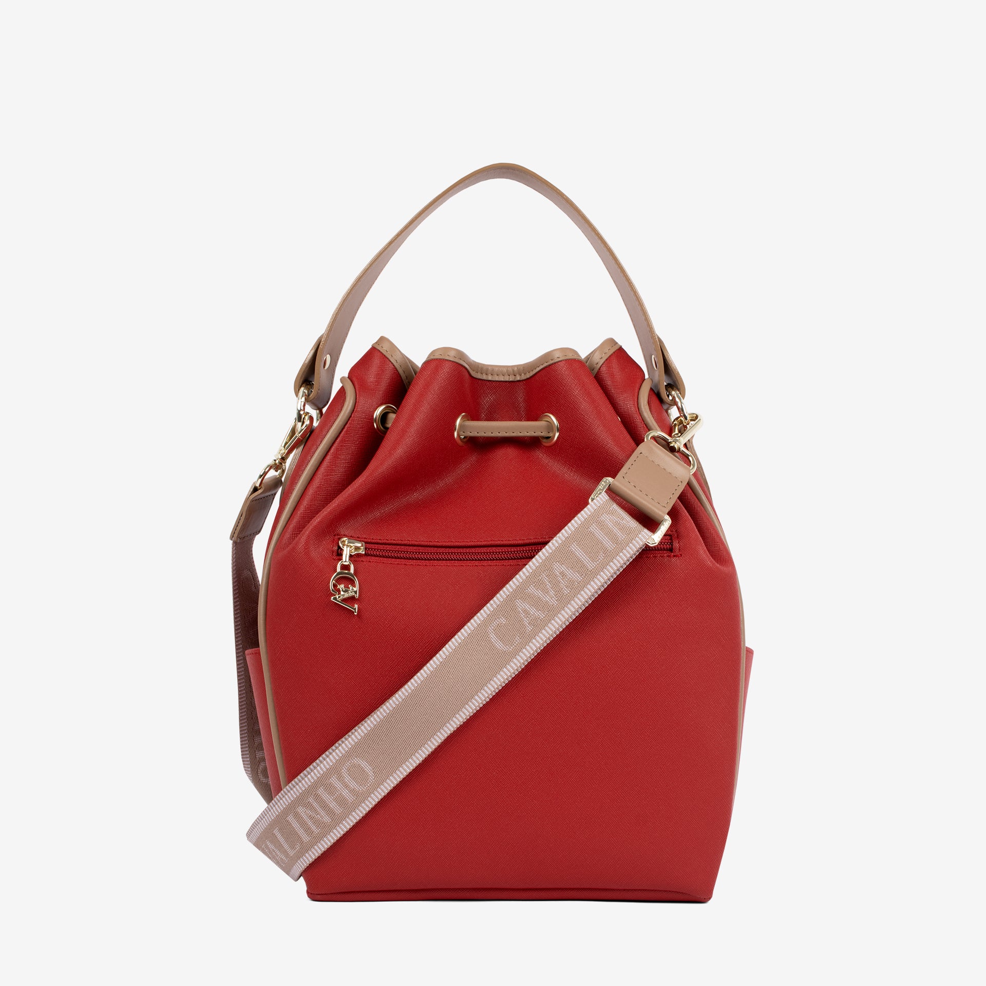 Only by Cavalinho Red Drawstring Bucket Bag SKU 16200598.04 #color_red / beige