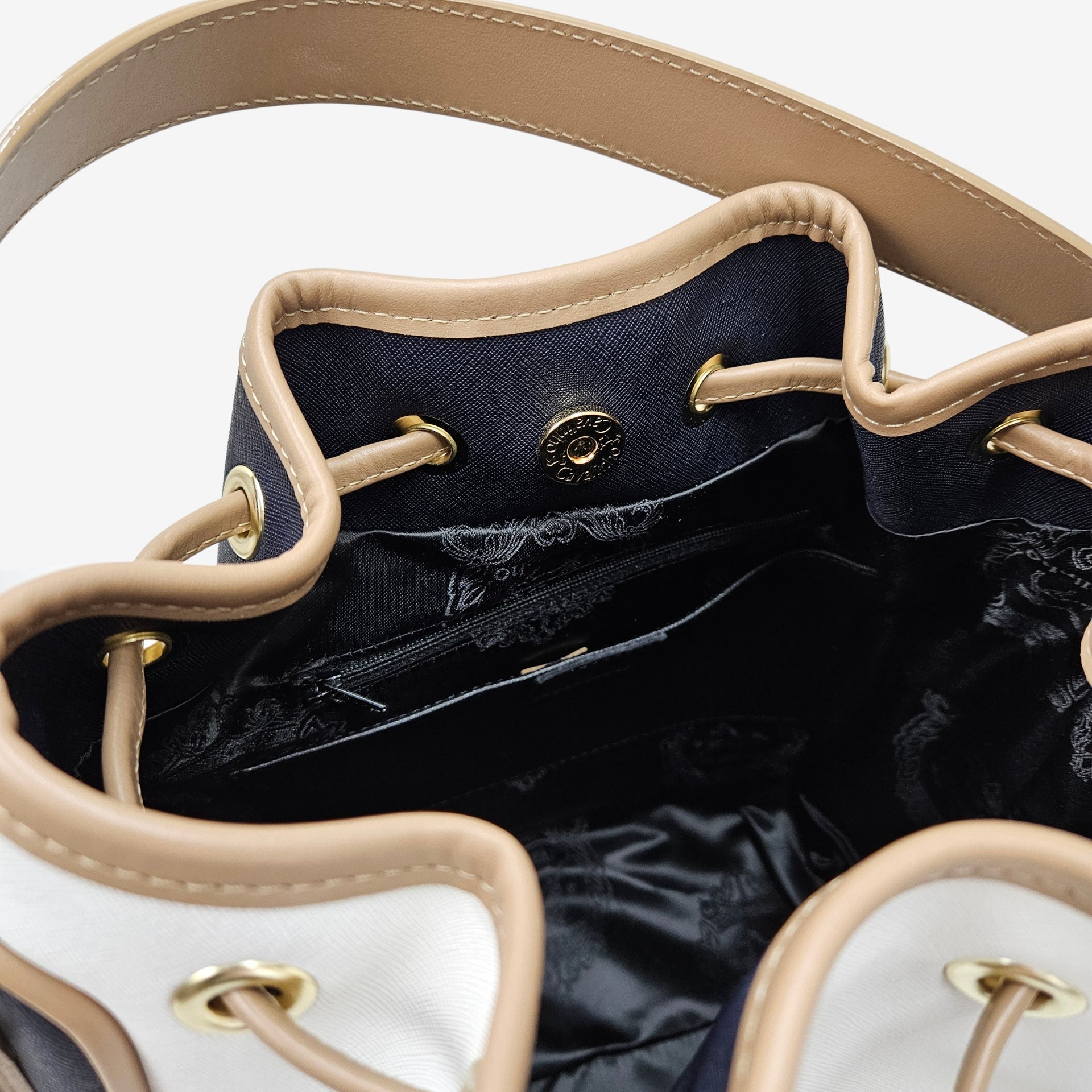 Only By Cavalinho Drawstring Bucket Bag for Women SKU 16200598.22 #color_beige / white / navy, black, brown / beige, red / beige, white / sand, navy / white / red
