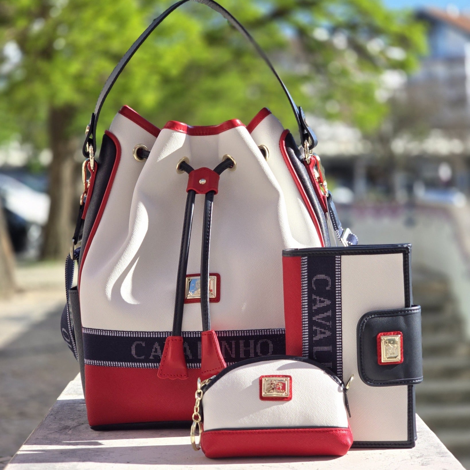 Only by Cavalinho Drawstring Bucket Bag and Accessories SKU 16200598.45 #color_navy / white / red