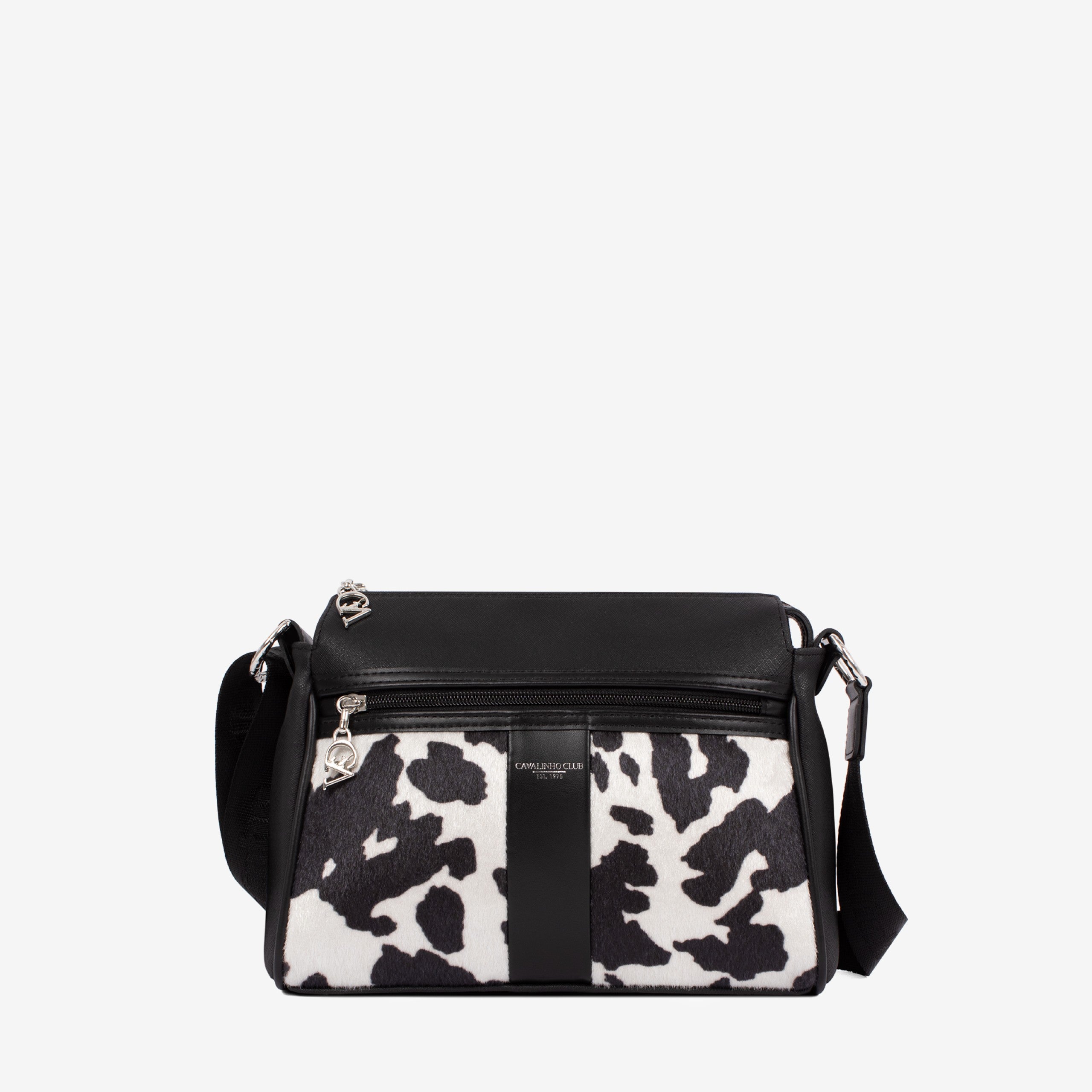 Cavalinho Club Crossbody Bag with Cow Print SKU 16210373.01 #color_black / white