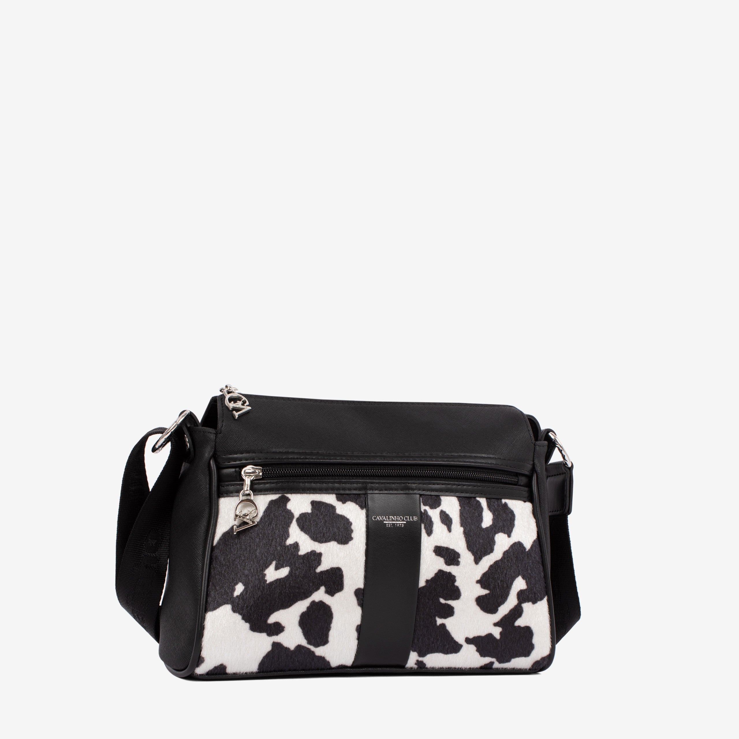 Cavalinho Club Crossbody Bag with Cow Print SKU 16210373.01 #color_black / white
