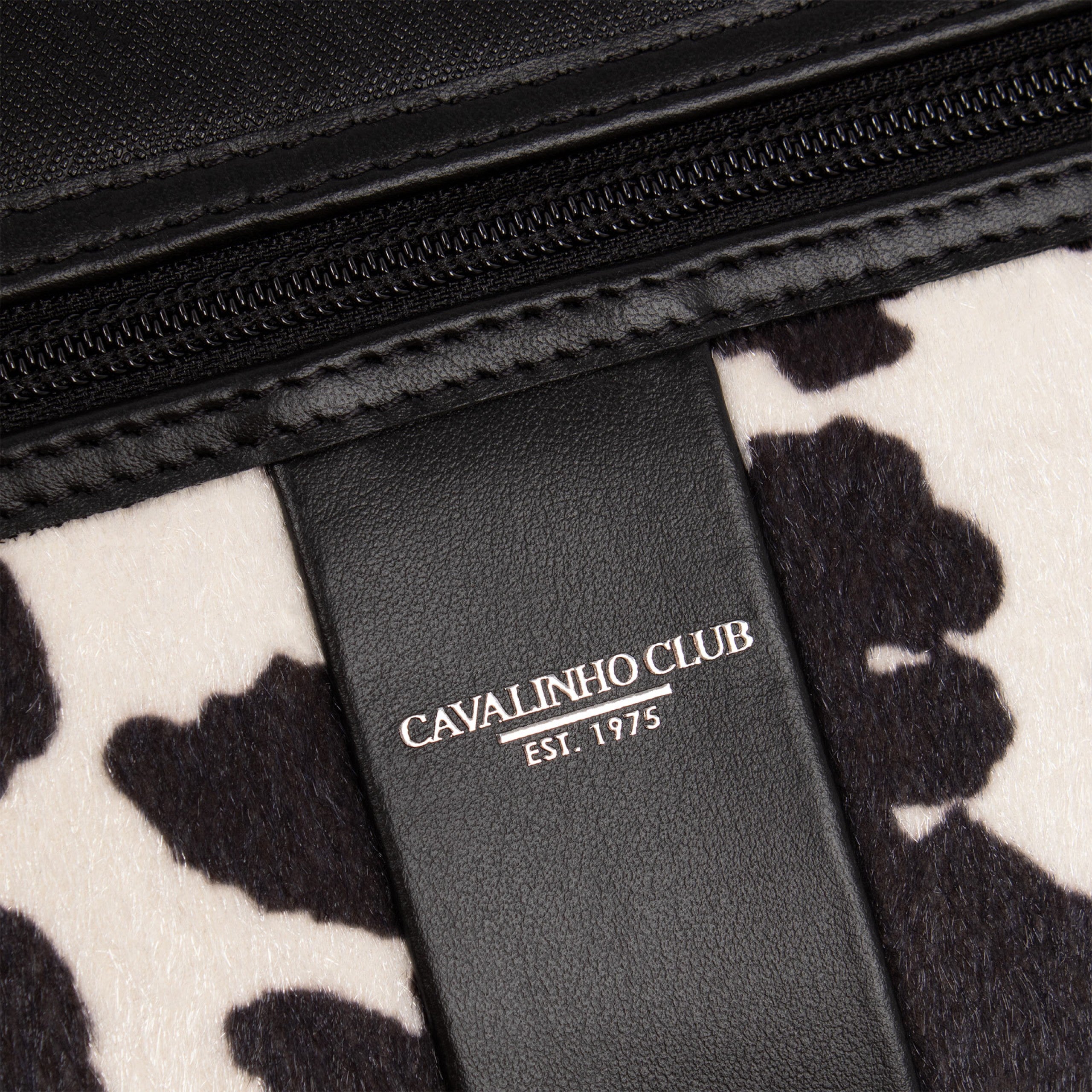 Cavalinho Club Crossbody Bag with Cow Print SKU 16210373.01 #color_black / white