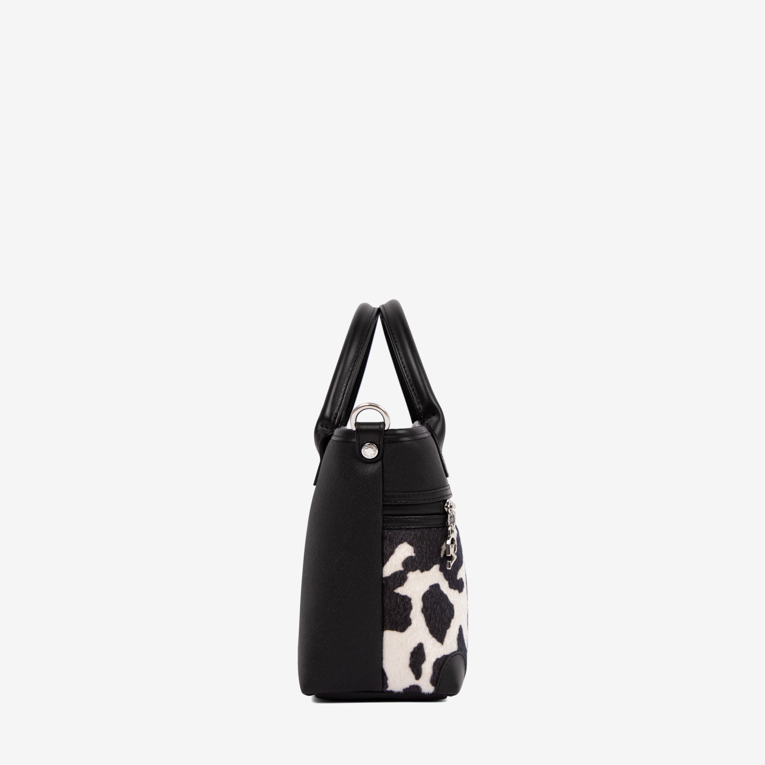 Cavalinho Club Mini Tote Handbag with Cow Print SKU 16210572.01 #color_black / white