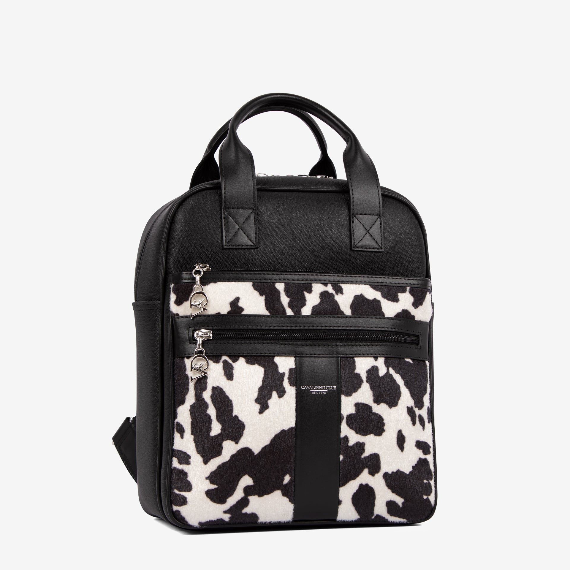 Cavalinho Club Backpack with Cow Print SKU 16210609.01 #color_black / white