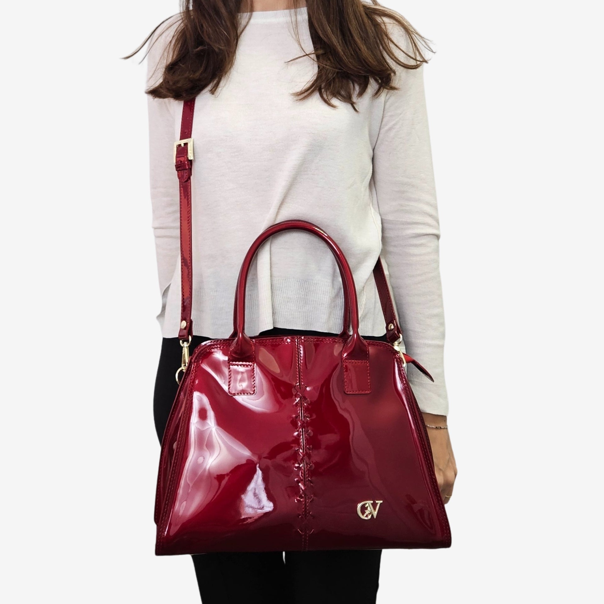 Cavalinho Midnight Rouge Patent Leather Handbag Tote SKU 16220624.04 #color_red