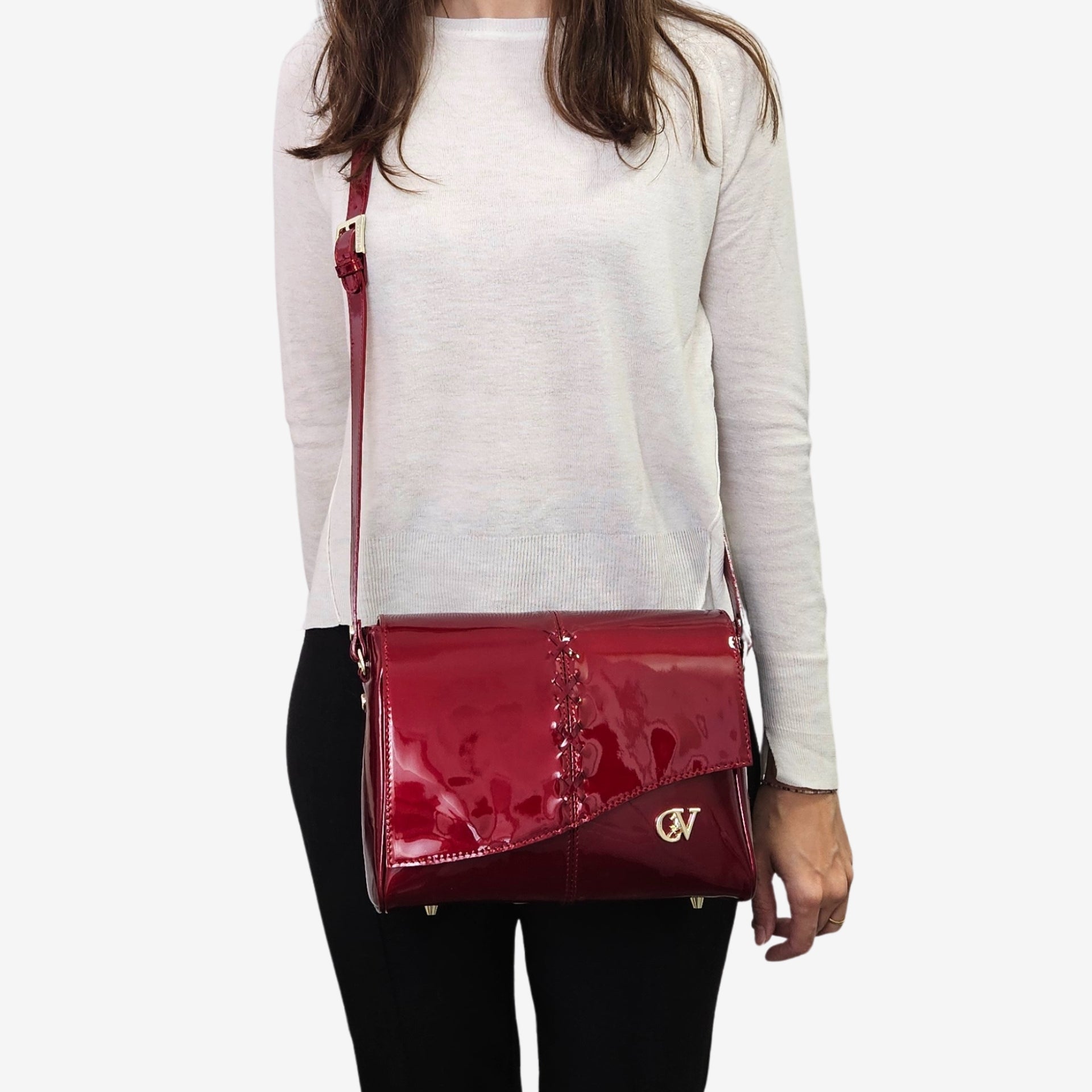 Cavalinho Midnight Rouge Red Patent Leather Crossbody Bag SKU 16220626.04 #color_red