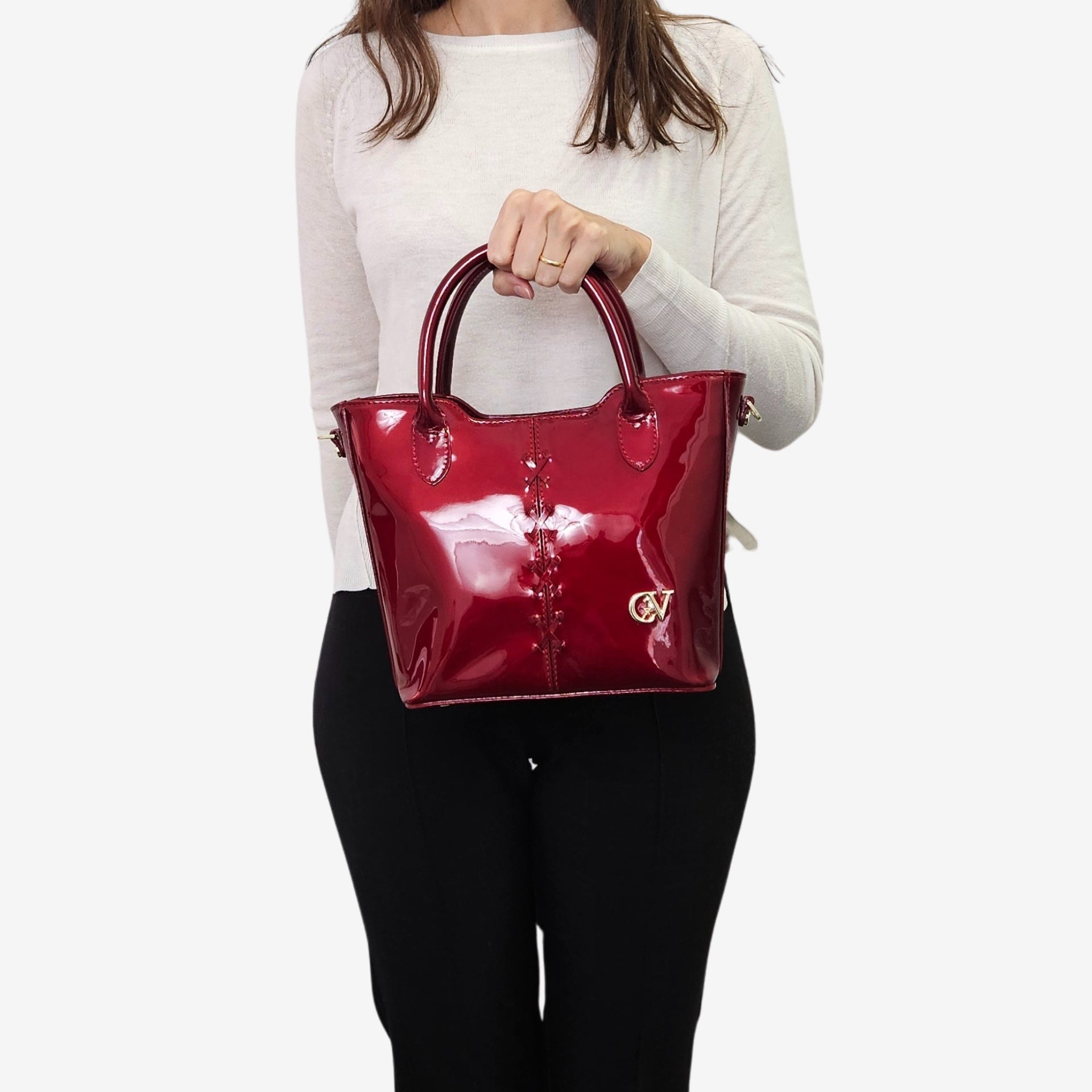 Cavalinho Midnight Rouge Red Patent Leather Handbag Tote for Women SKU 16220628.04 #color_red