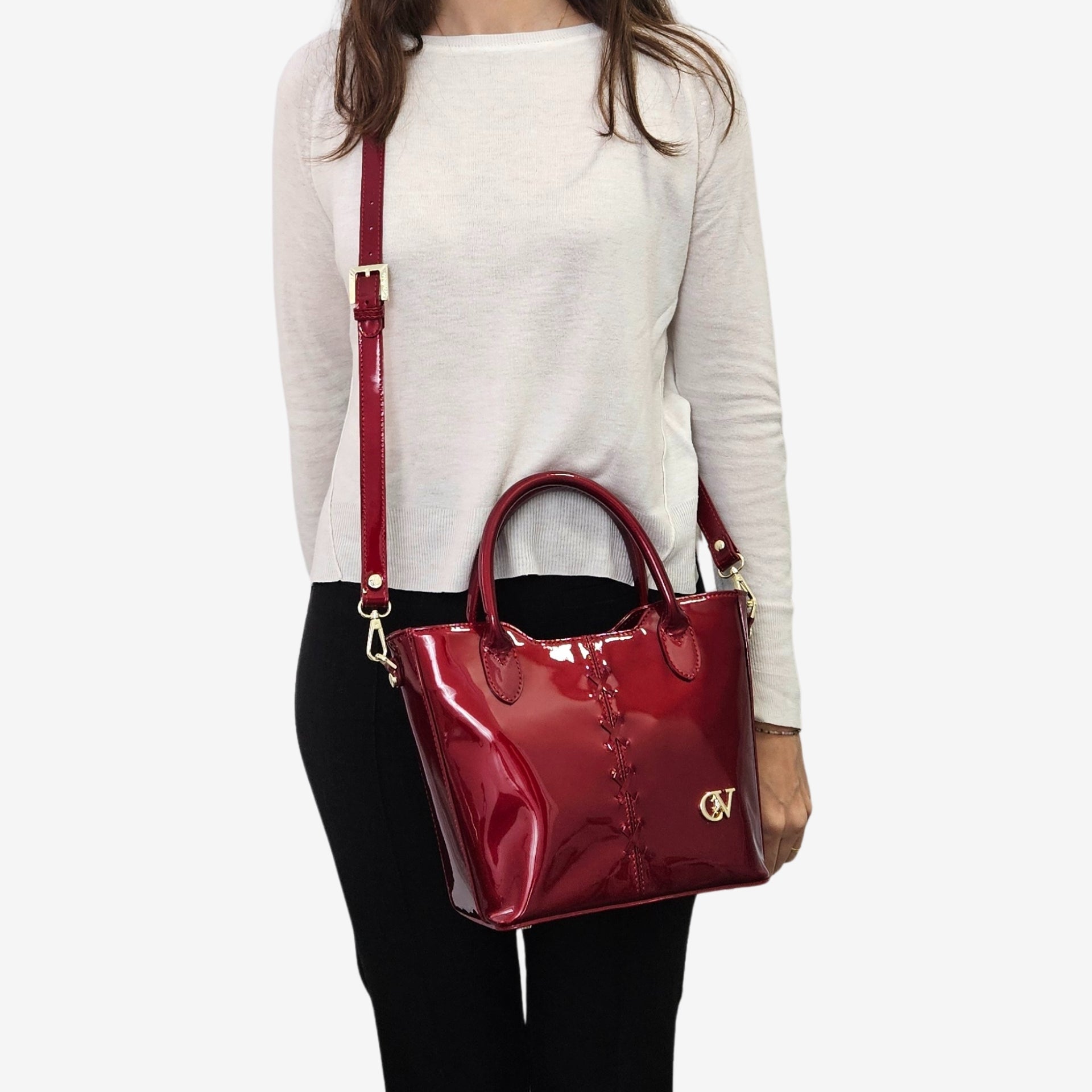 Cavalinho Midnight Rouge Red Patent Leather Handbag Tote for Women SKU 16220628.04 #color_red