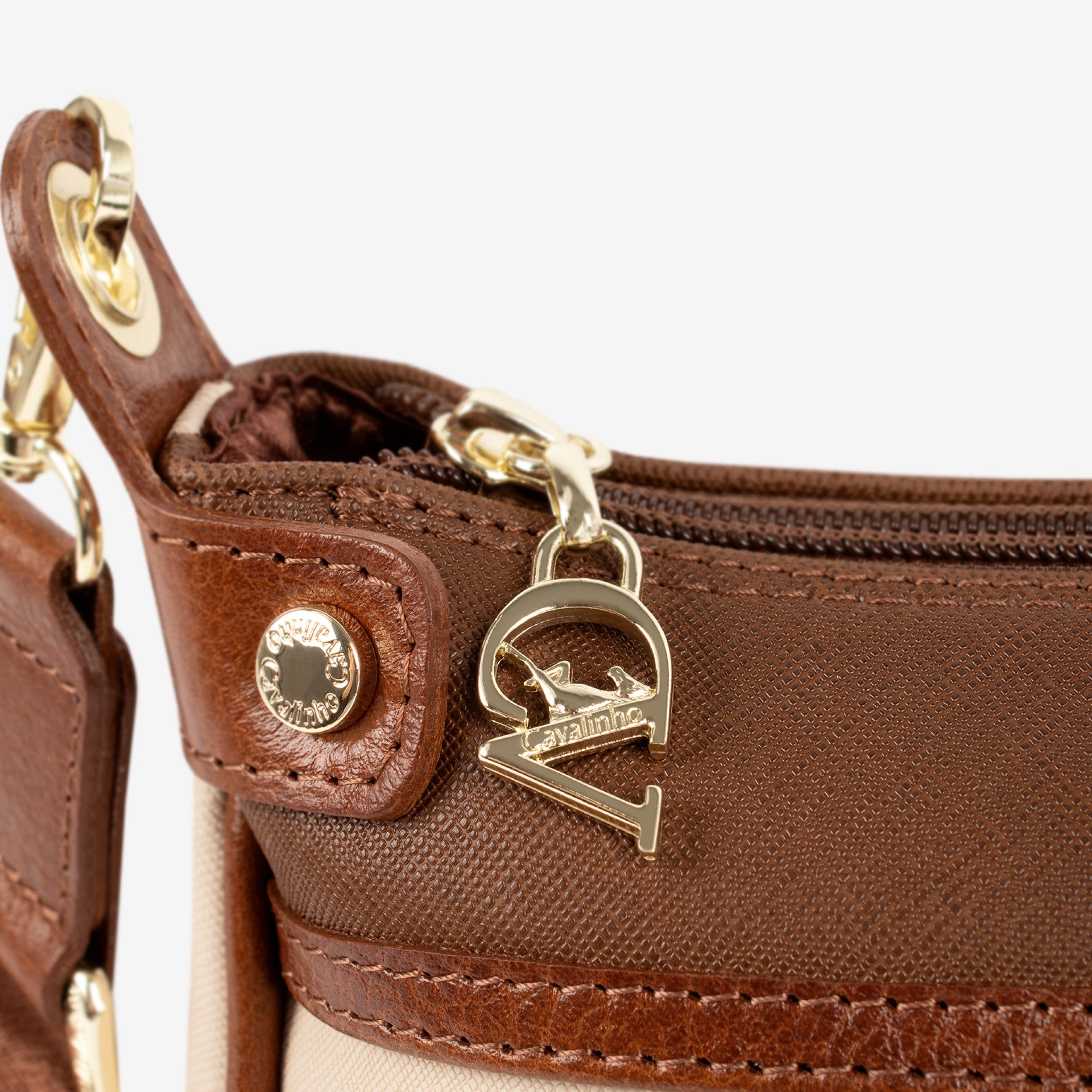 Horse By Cavalinho Designer Brown and Beige Crossbody Bag SKU 16230592.34 #color_saddlebrown / beige