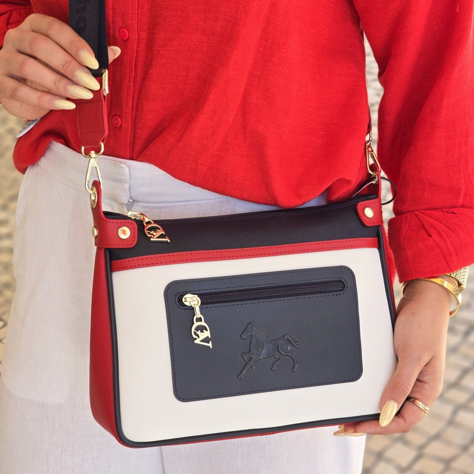 Horse By Cavalinho Crossbody Shoulder Bag SKU 16230592.45 #color_navy / white / red