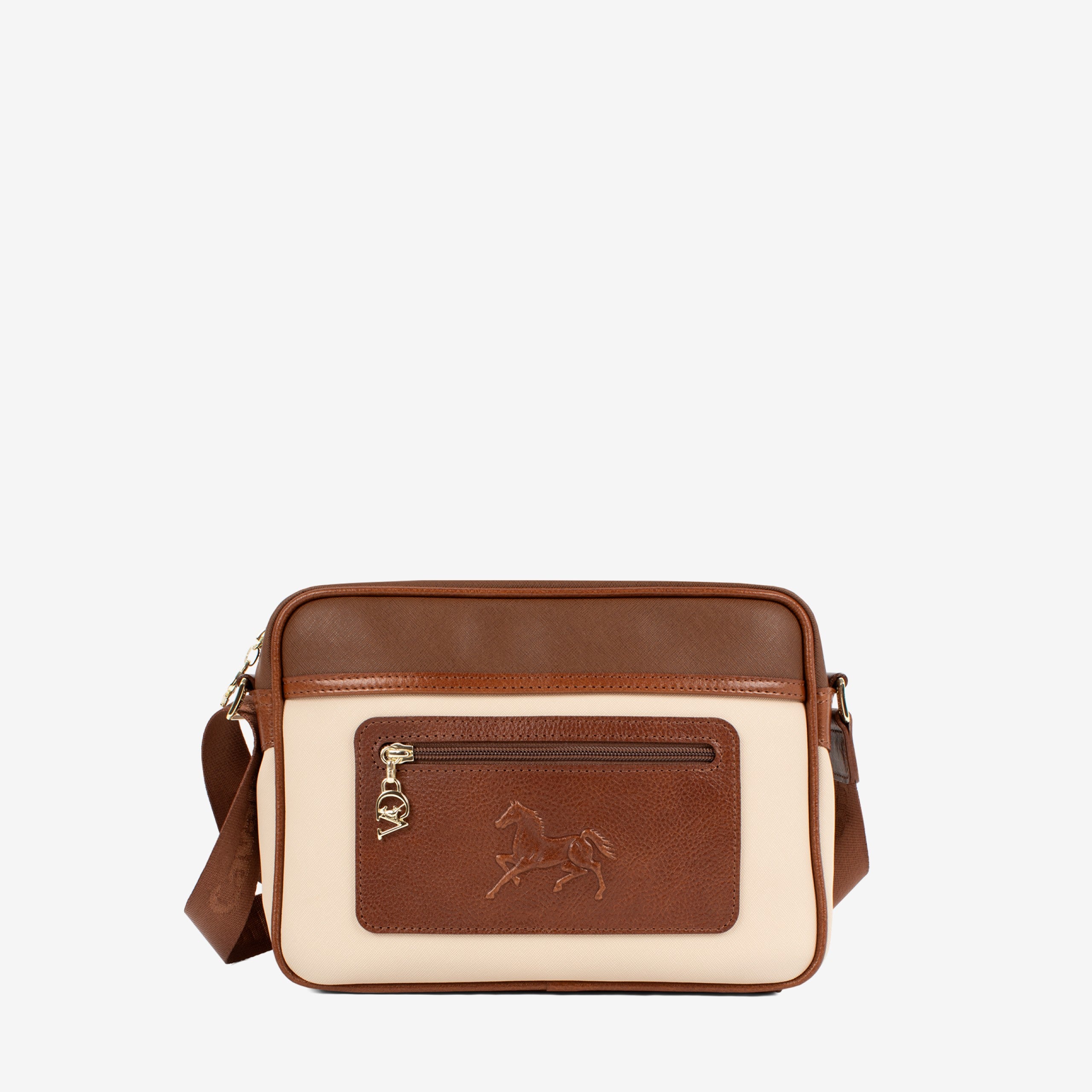 Horse By Cavalinho Beige and Brown Designer Crossbody Bag SKU 16230610.34 #color_saddlebrown / beige