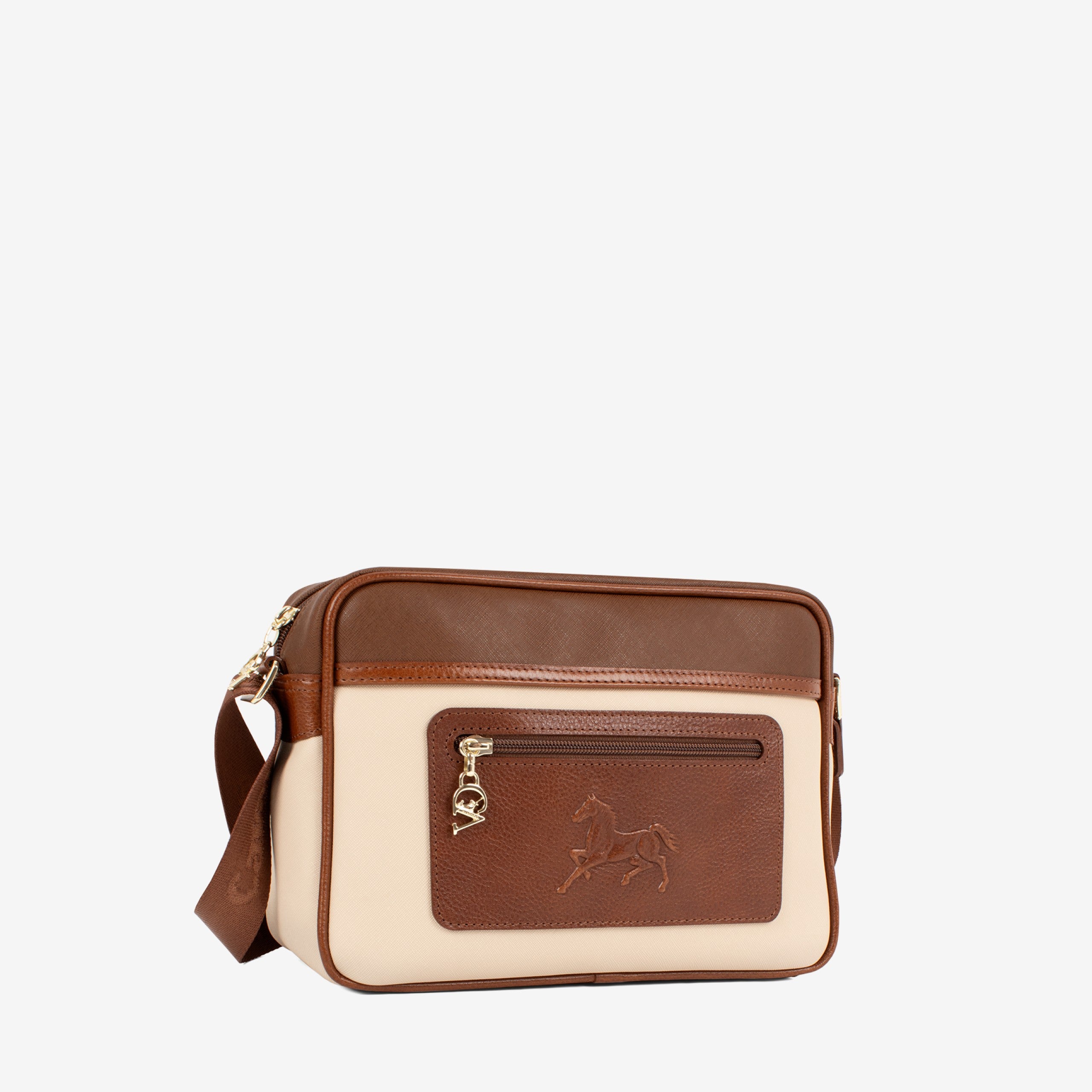 Horse By Cavalinho Beige and Brown Designer Crossbody Bag SKU 16230610.34 #color_saddlebrown / beige