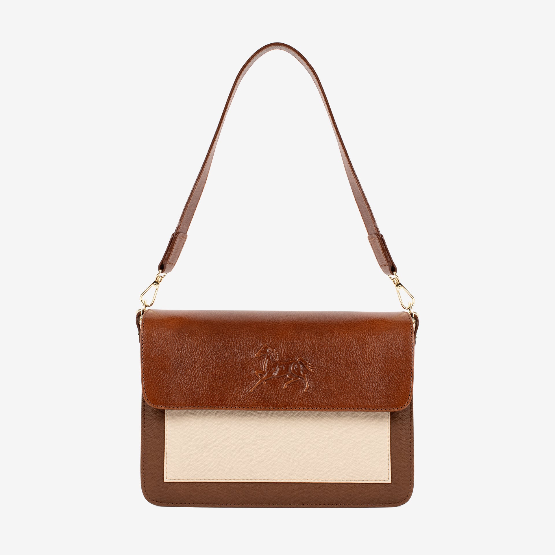 Horse by Cavalinho Brown Designer Shoulder Bag SKU 16230623.34 #color_saddlebrown / beige