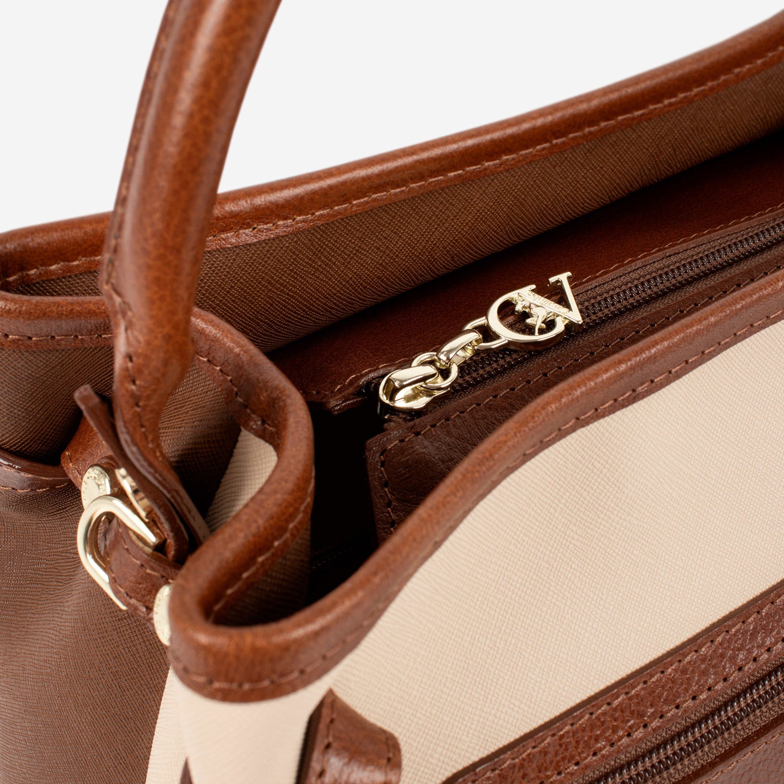 Horse By Cavalinho Beige and Brown Designer Handbag SKU 16230627.34 #color_saddlebrown / beige