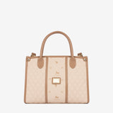 Cavalinho Di Cavallo Beige Designer Handbag with quilted design and gold accents SKU 16250480.05 #color_beige