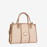 Cavalinho Di Cavallo Beige Designer Handbag with quilted design and gold accents SKU 16250480.05 #color_beige