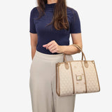 Cavalinho Di Cavallo Beige Designer Handbag with quilted design and gold accents SKU 16250480.05 #color_beige