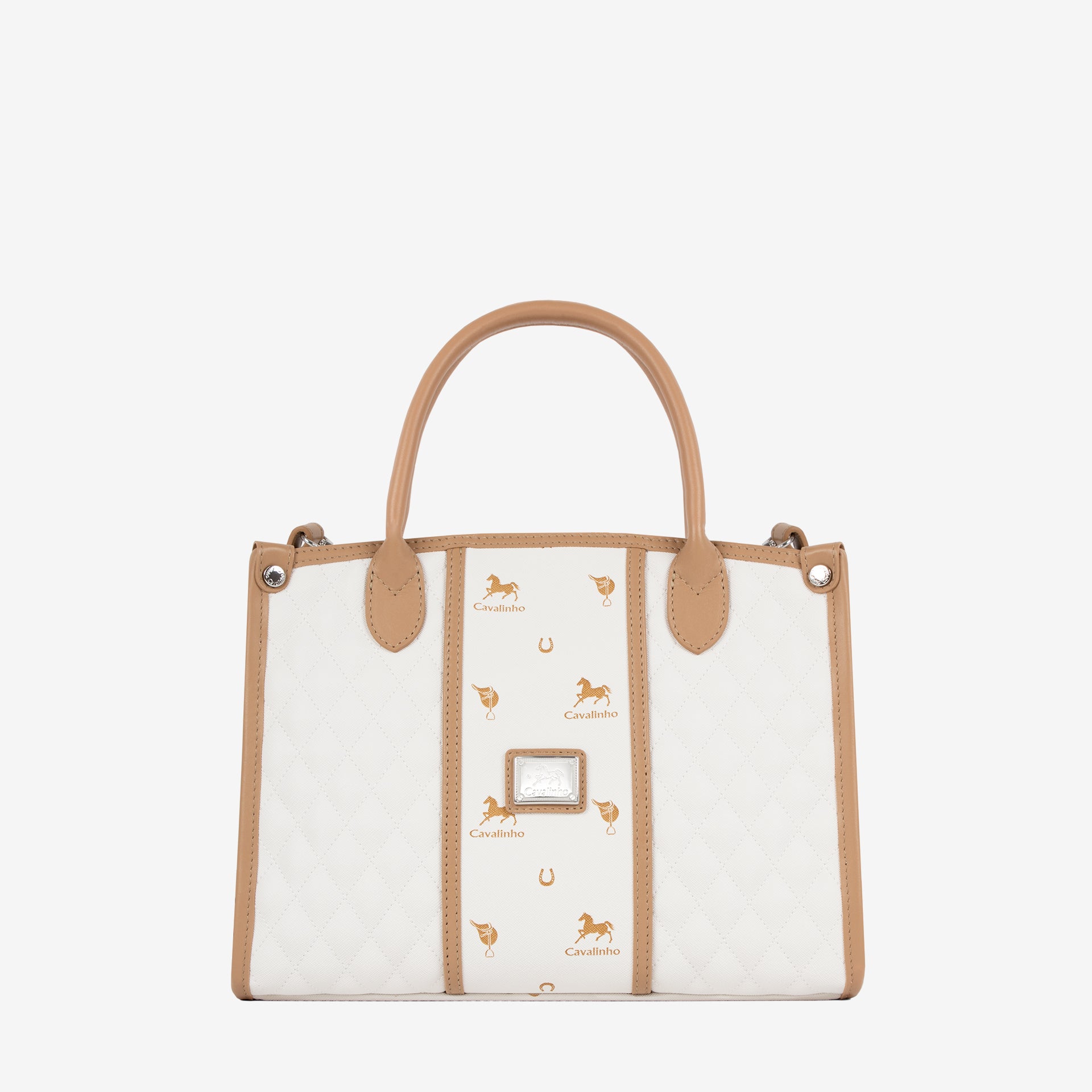 Cavalinho Di Cavallo White Designer Handbag with quilted design and silver accents SKU 16250480.06 #color_white