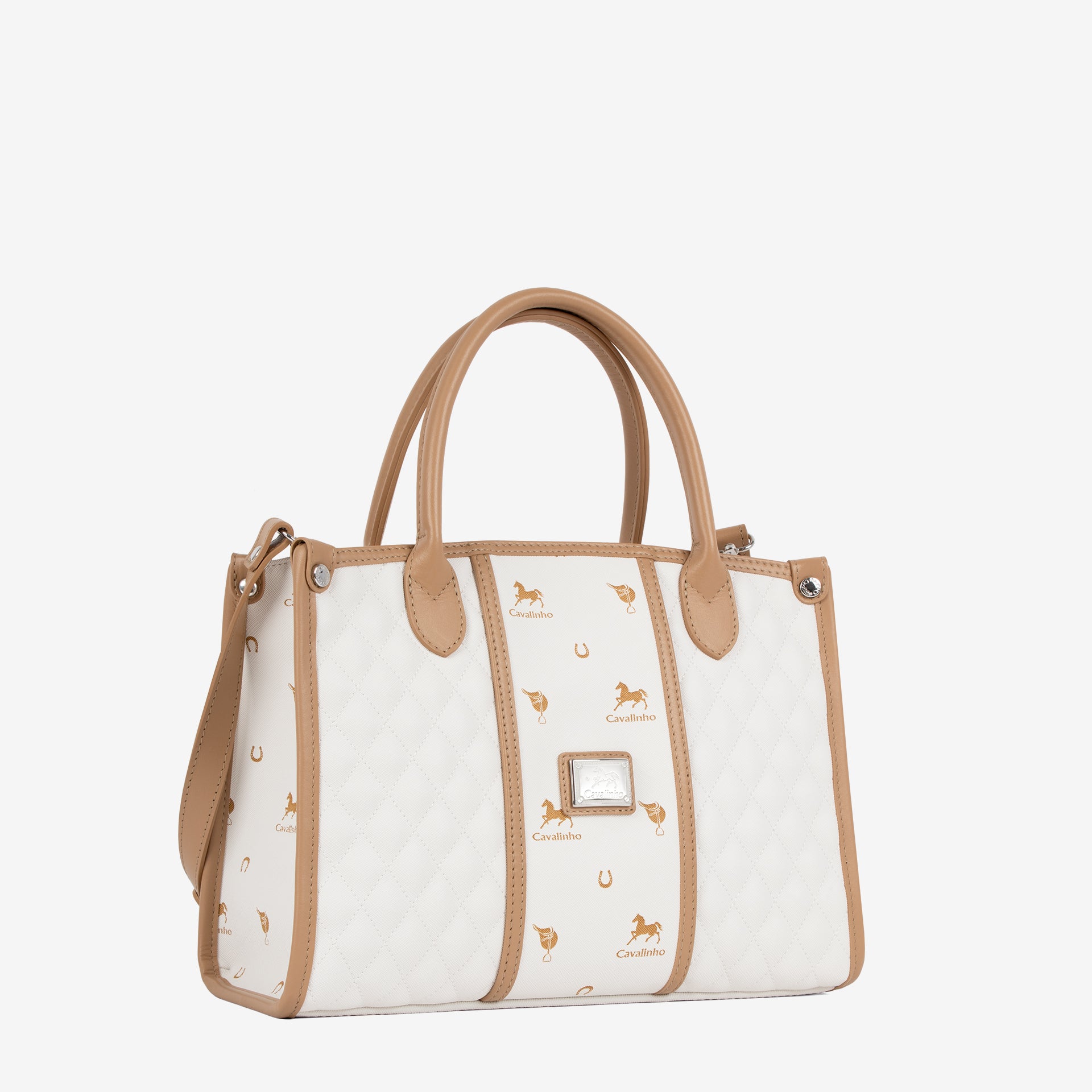 Cavalinho Di Cavallo White Designer Handbag with quilted design and silver accents SKU 16250480.06 #color_white