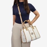 Cavalinho Di Cavallo White Designer Handbag with quilted design and silver accents SKU 16250480.06 #color_white