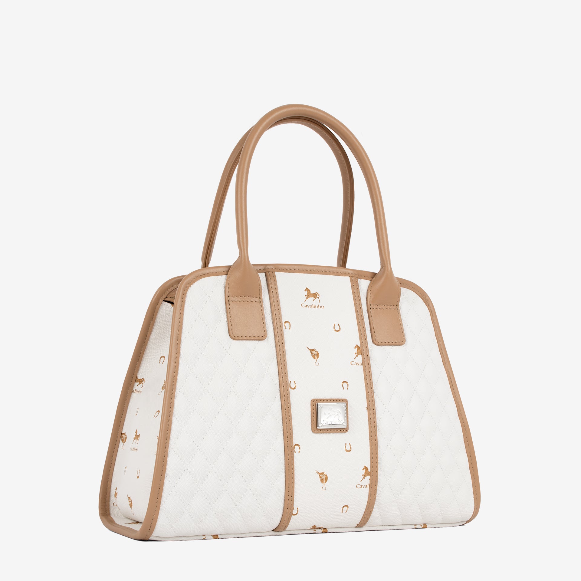 Cavalinho Di Cavallo White Canvas Handbag Quilted SKU 16250624.06 #color_white