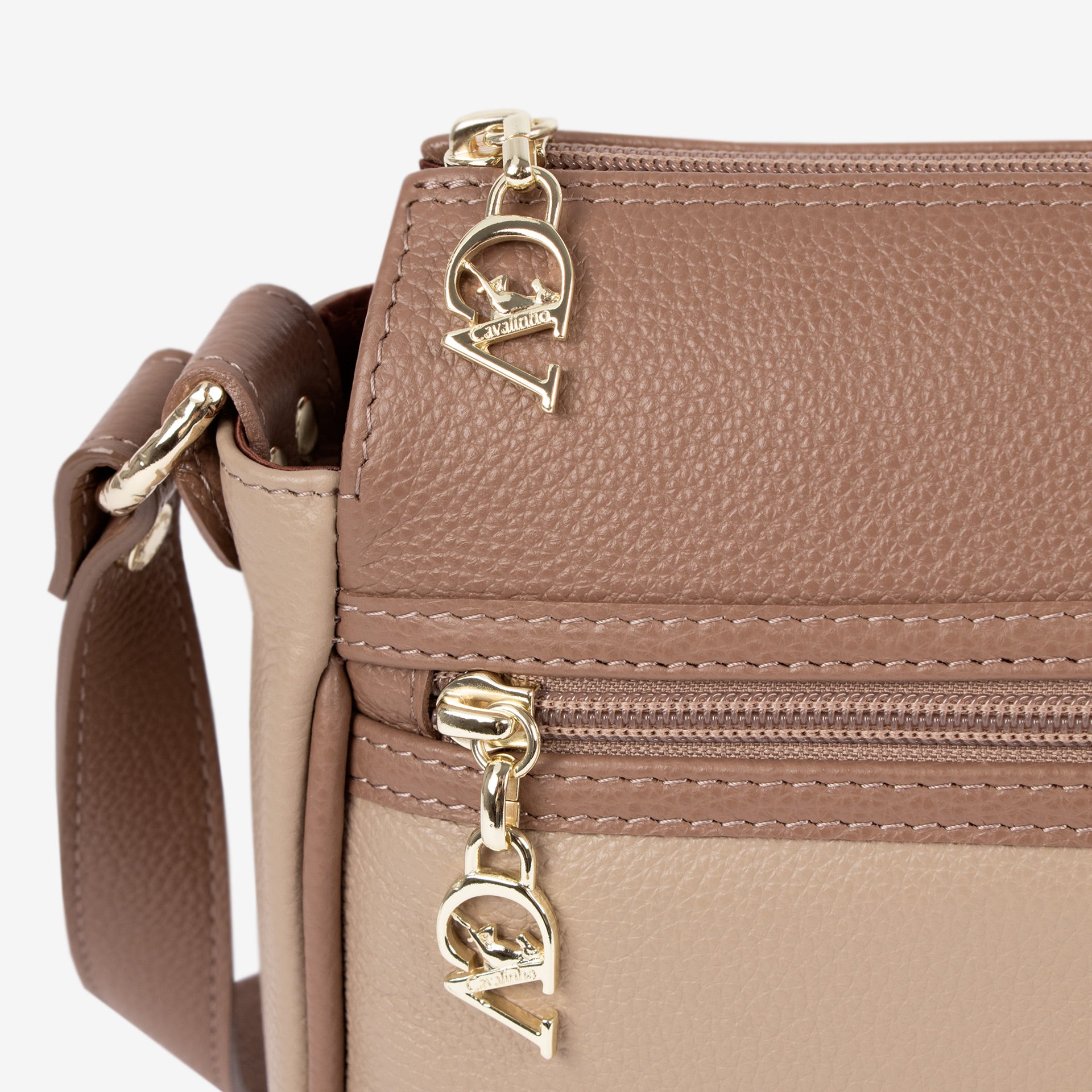 Nude Signature CV By Cavalinho Leather Crossbody Bag SKU 16260373.31 #color_sand / beige