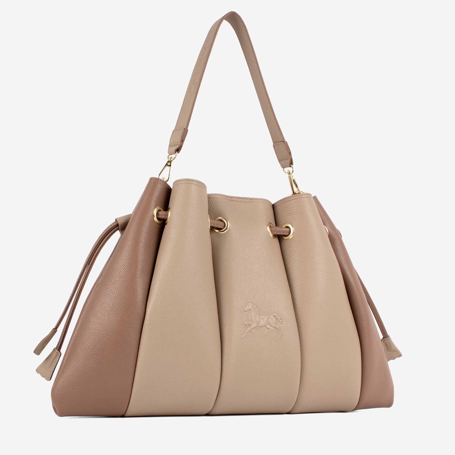 Nude Signature CV by Cavalinho Leather Shoulder Bag SKU 16260644.31 #color_sand / beige