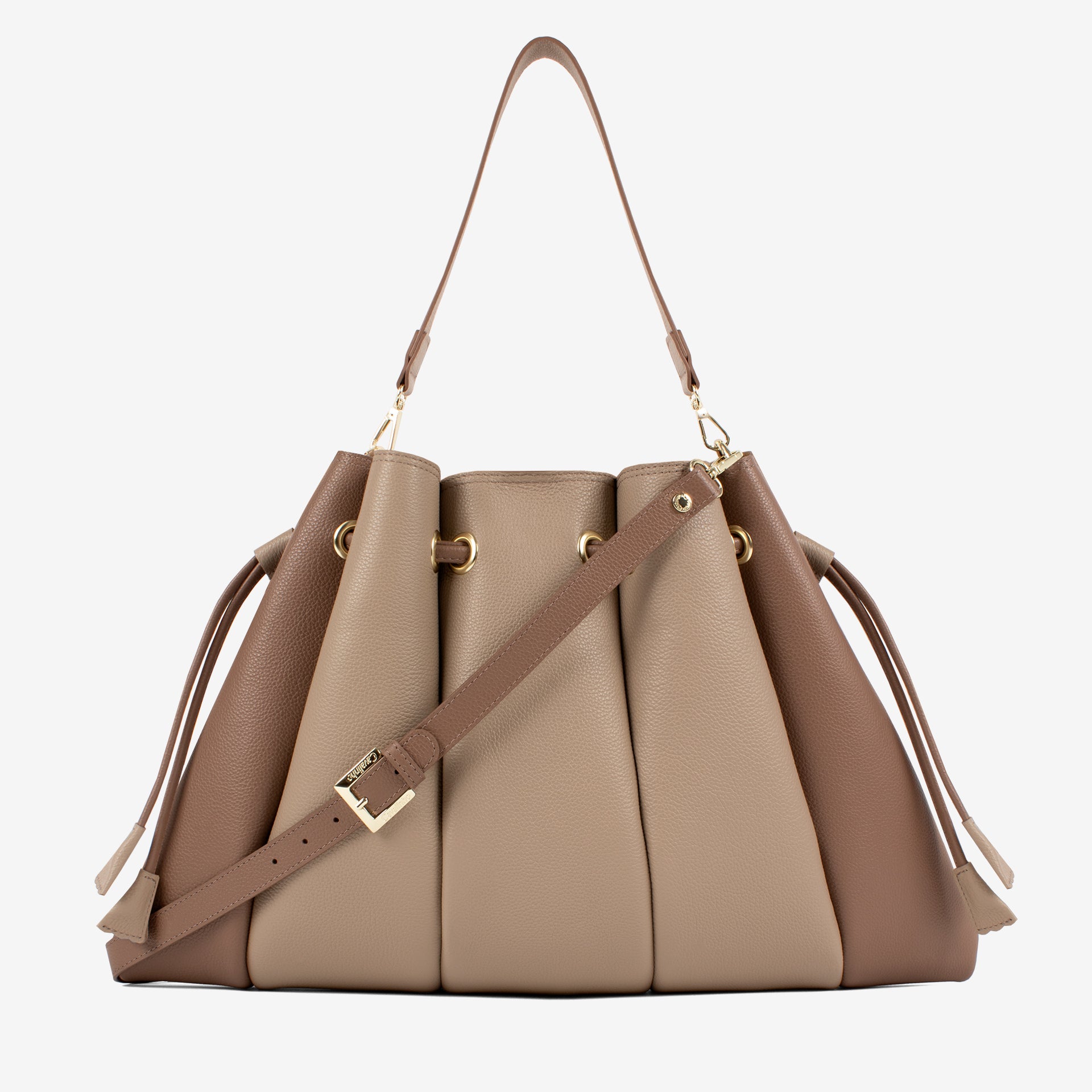Nude Signature CV by Cavalinho Leather Shoulder Bag SKU 16260644.31 #color_sand / beige