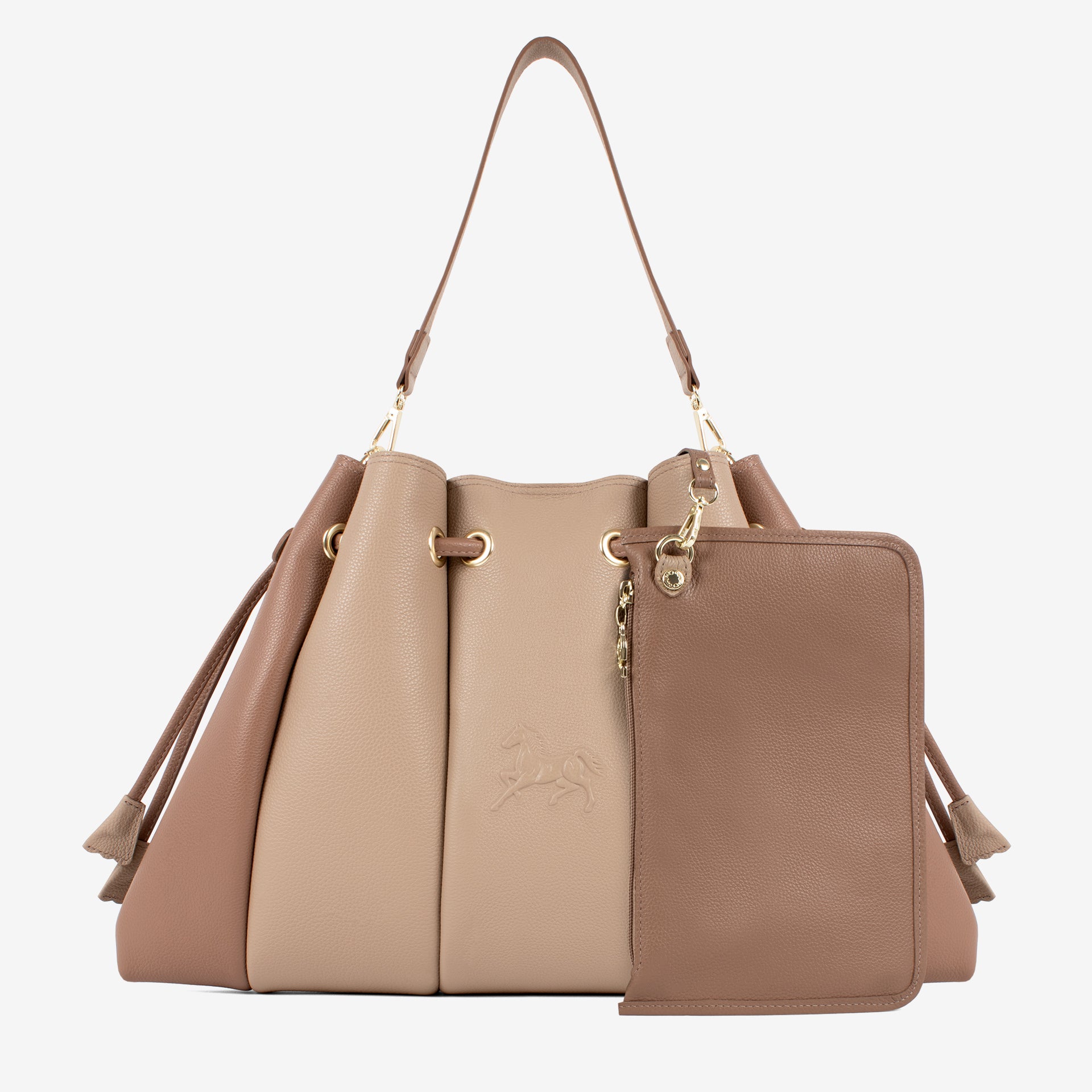 Nude Signature CV by Cavalinho Leather Shoulder Bag SKU 16260644.31 #color_sand / beige