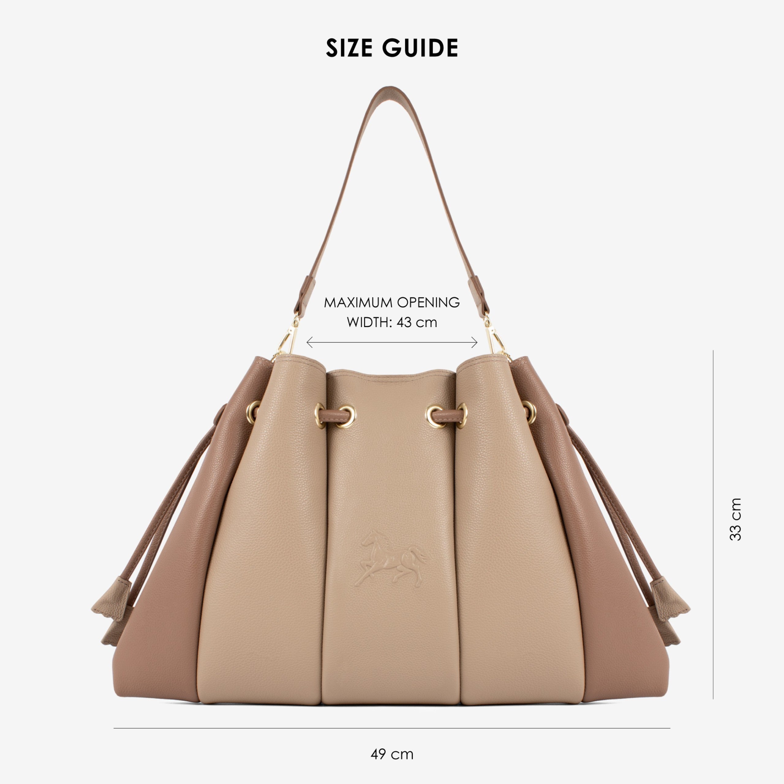 Signature CV by Cavalinho Leather Shoulder Bag Size Chart SKU 16260644.31 #color_sand / beige, black