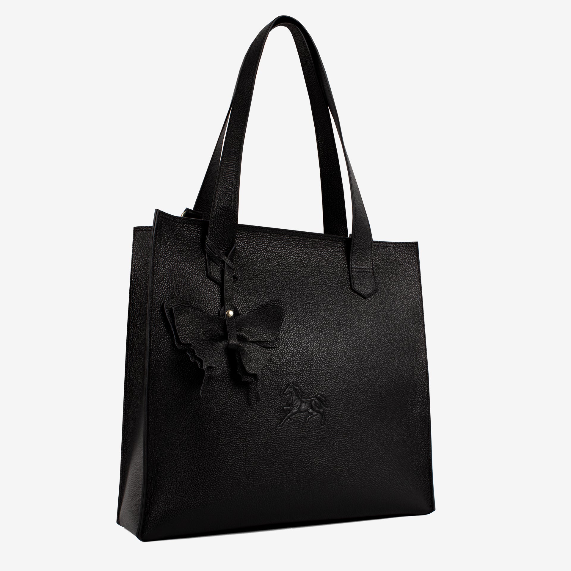 Black Signature CV by Cavalinho Leather Tote Bag with Butterfly Charm SKU 16260645.01 #color_Black