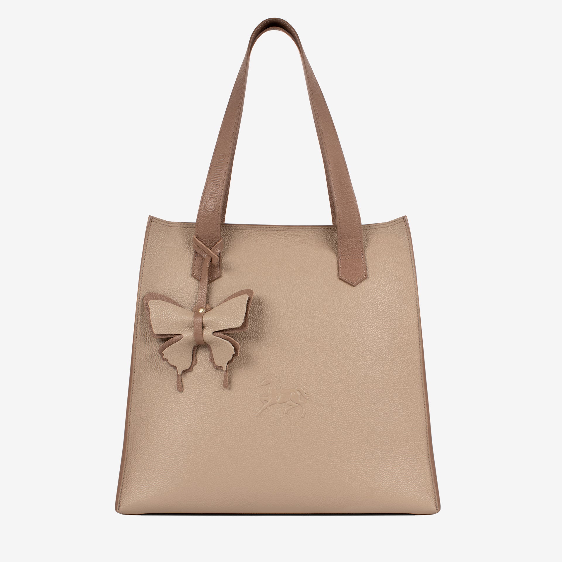 Beige Signature CV by Cavalinho Leather Tote Bag with Butterfly Charm SKU 16260645.31 #color_sand / beige