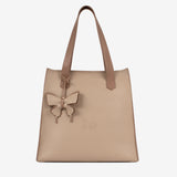Beige Signature CV by Cavalinho Leather Tote Bag with Butterfly Charm SKU 16260645.31 #color_sand / beige