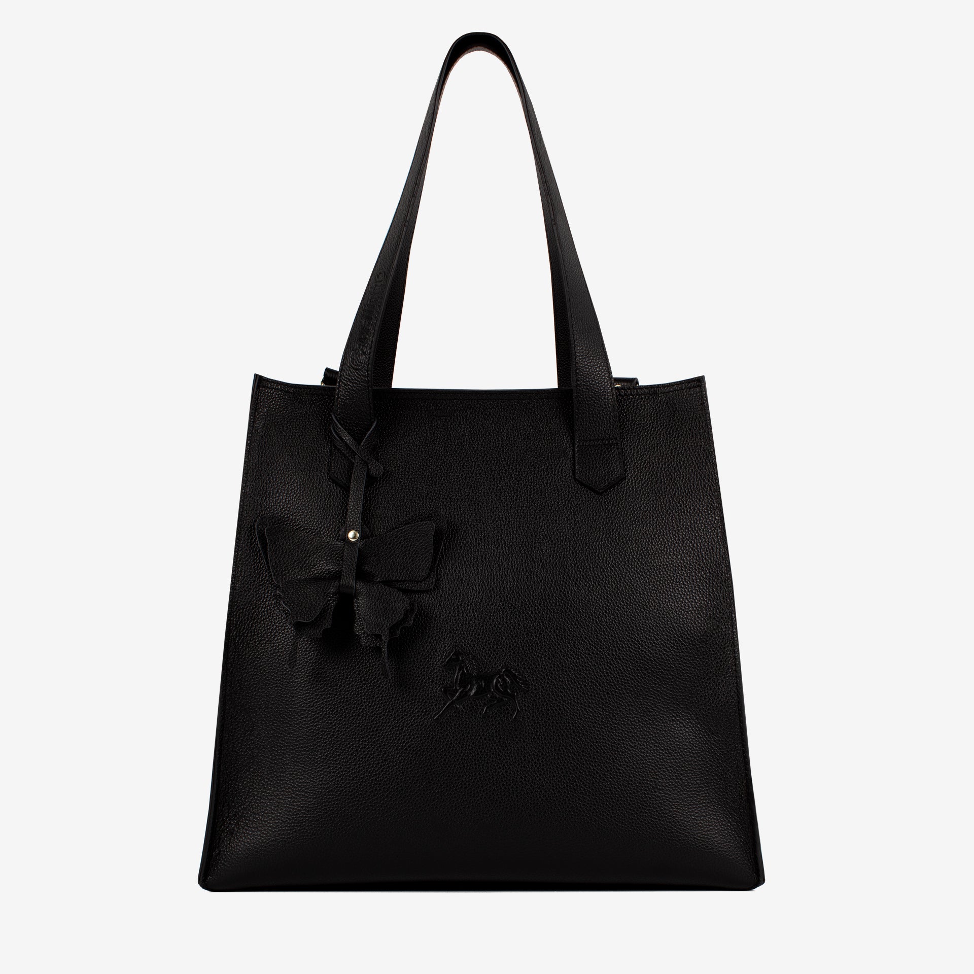 Black Signature CV by Cavalinho Leather Tote Bag with Butterfly Charm SKU 16260645.01 #color_Black