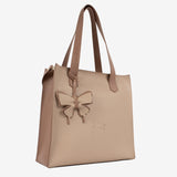 Beige Signature CV by Cavalinho Leather Tote Bag with Butterfly Charm SKU 16260645.31 #color_sand / beige