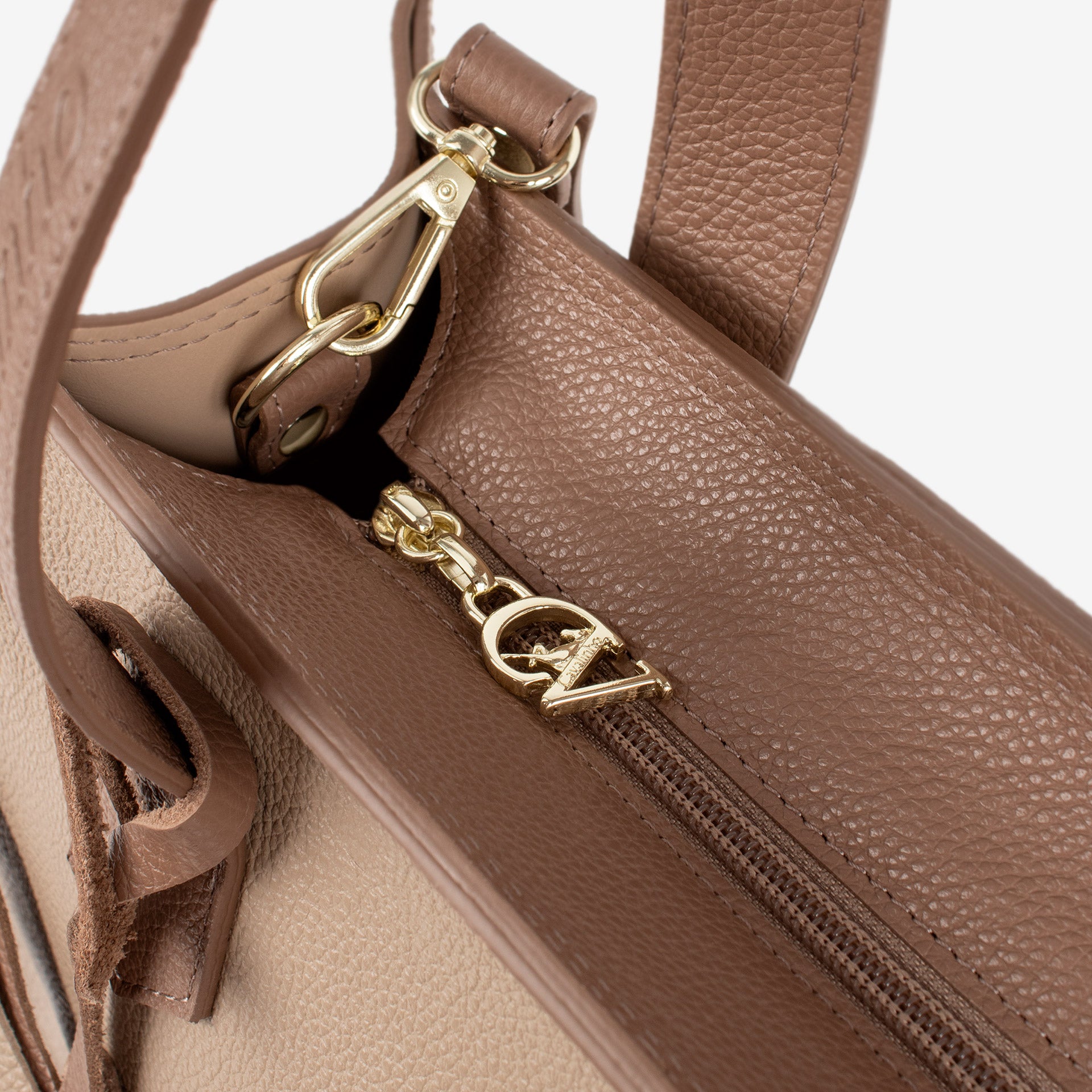Beige Signature CV by Cavalinho Leather Tote Bag SKU 16260645.31 #color_sand / beige