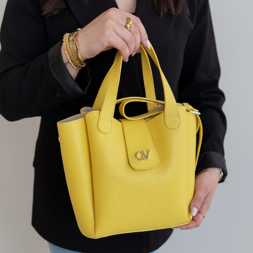 Signature CV By Cavalinho Yellow Leather Handbag SKU 16260646.08 #color_yellow, jaune, amarelo