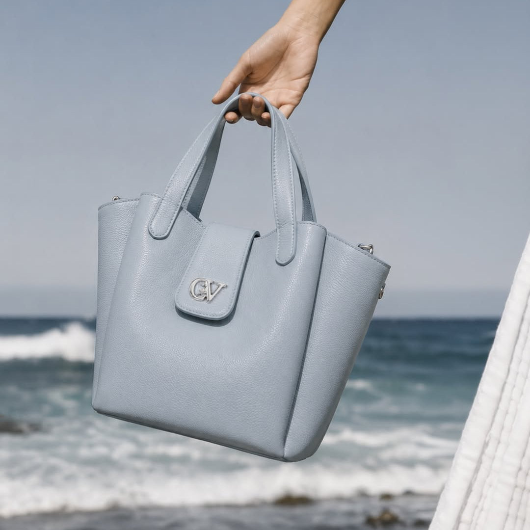Signature CV By Cavalinho Grey-ish Blue Leather Handbag SKU 16260646.10 #color_lightblue