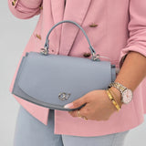 Signature CV By Cavalinho Designer Grey-ish Blue Leather Handbag SKU 16260647.10 #color_lightblue