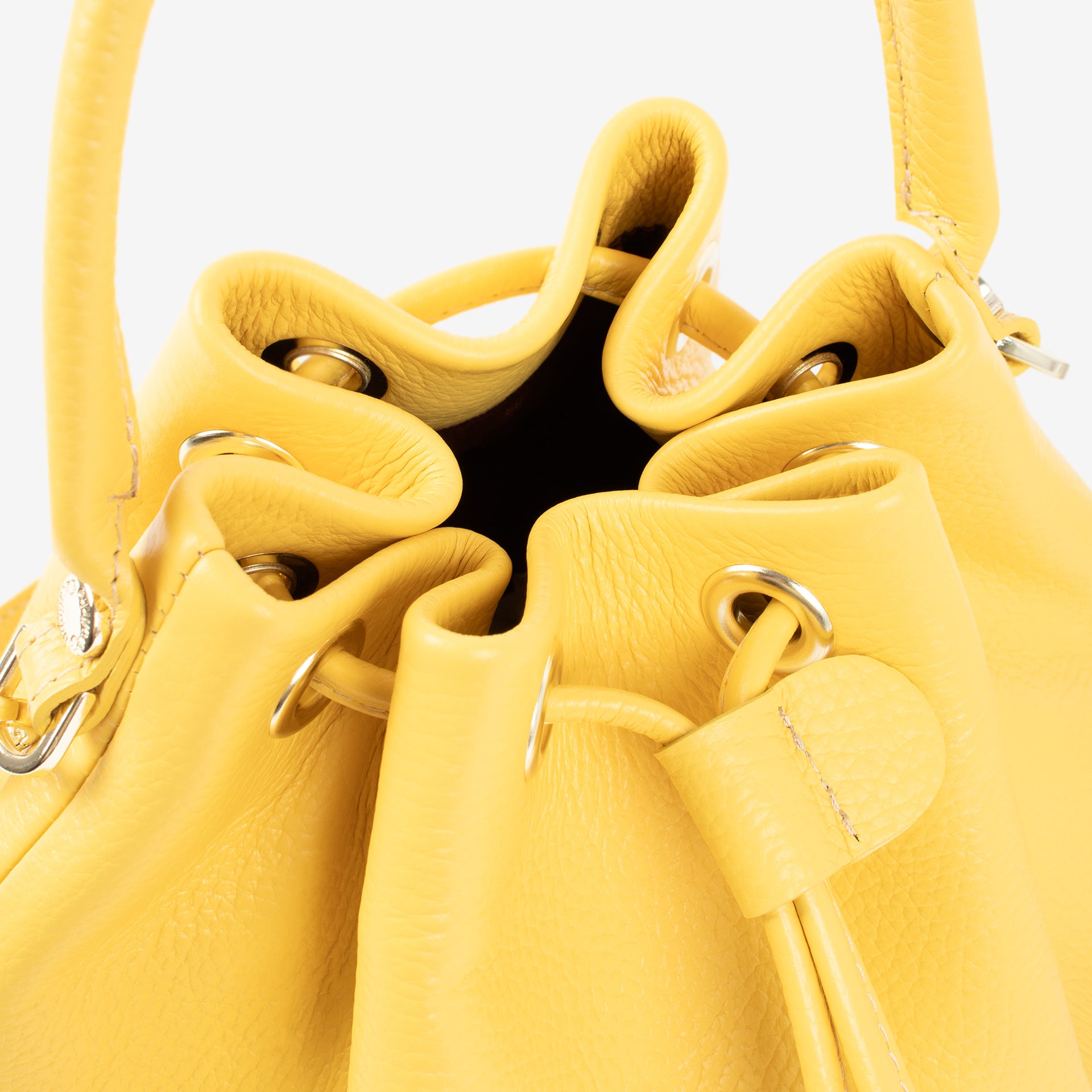 Signature CV By Cavalinho Yellow Leather Mini Bucket Bag SKU 16260651.08 #color_yellow, jaune, amarelo