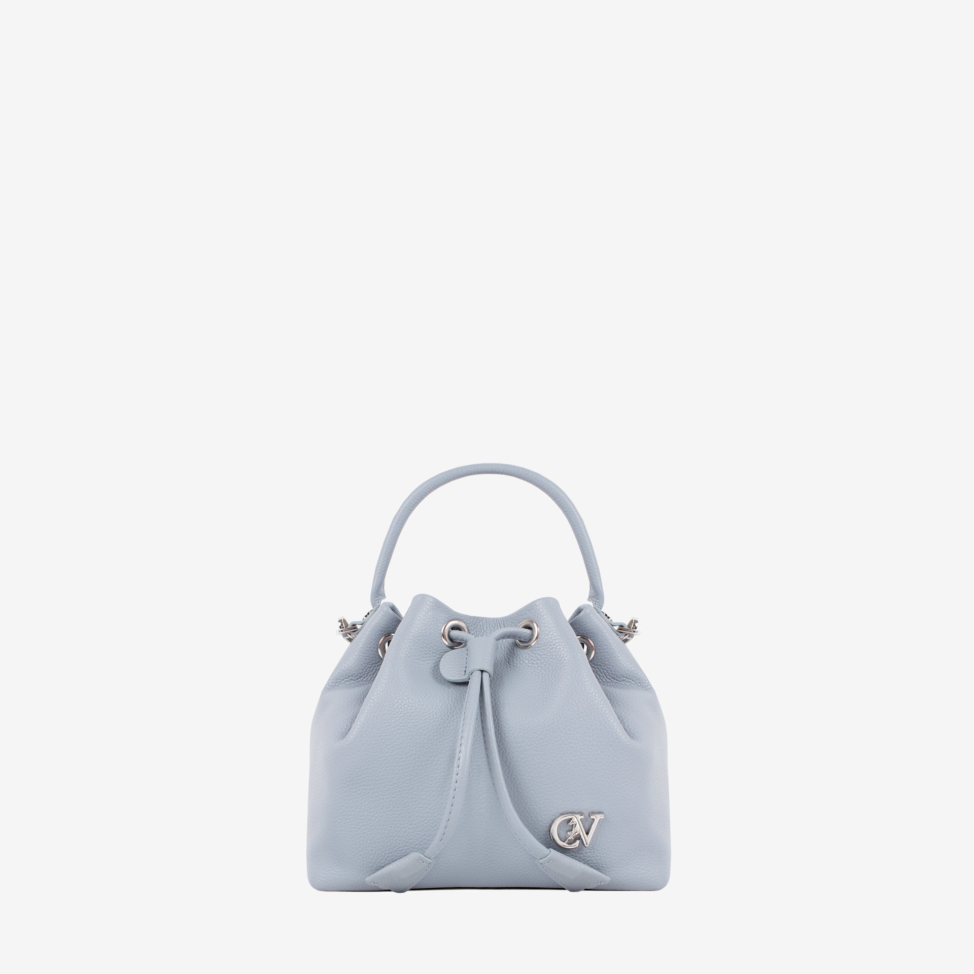 Signature CV By Cavalinho Grey-ish Blue Leather Mini Bucket Bag SKU 16260651.10 #color_lightblue