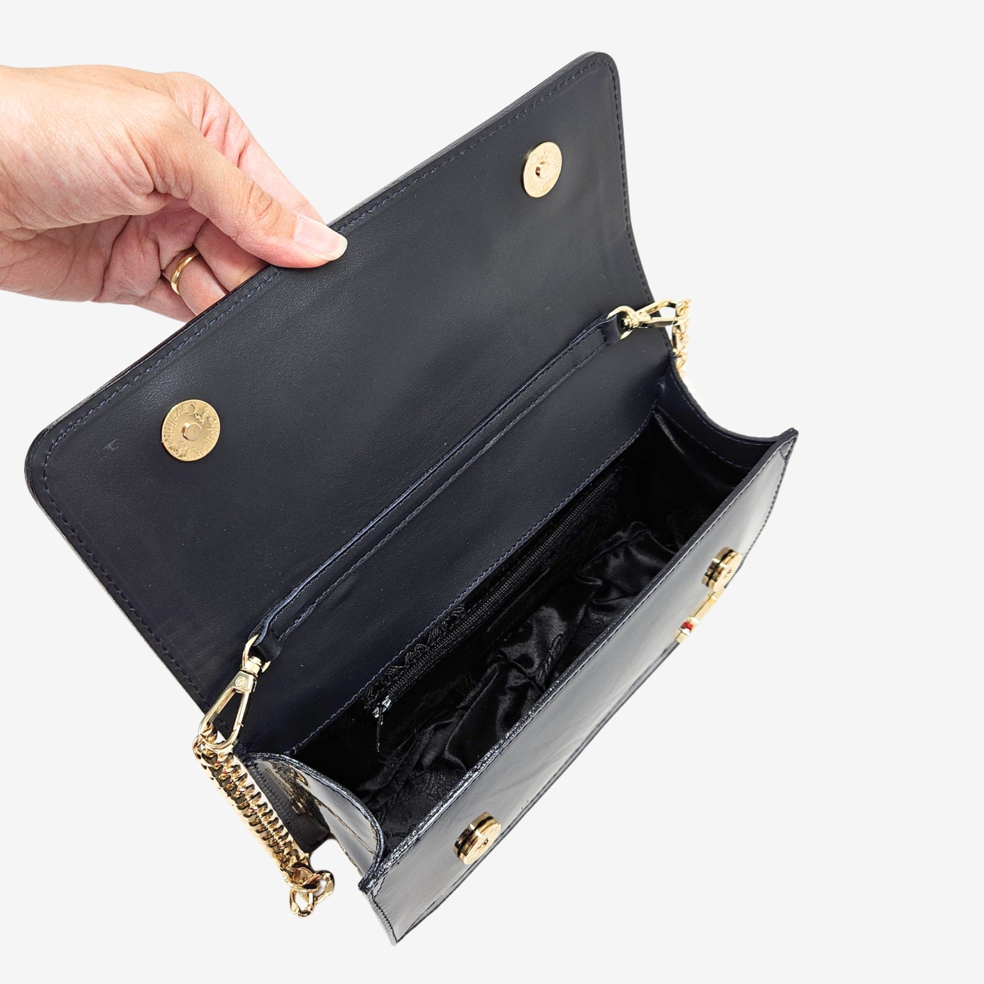 Iconic by Cavalinho Navy Blue Patent Leather Clutch Shoulder Bag SKU 16270648.03 #color_navy