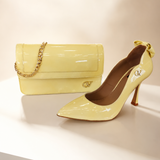Iconic by Cavalinho Yellow Patent Leather Clutch Shoulder Bag and Matching High Heel Pumps SKU 16270648.08 #color_yellow